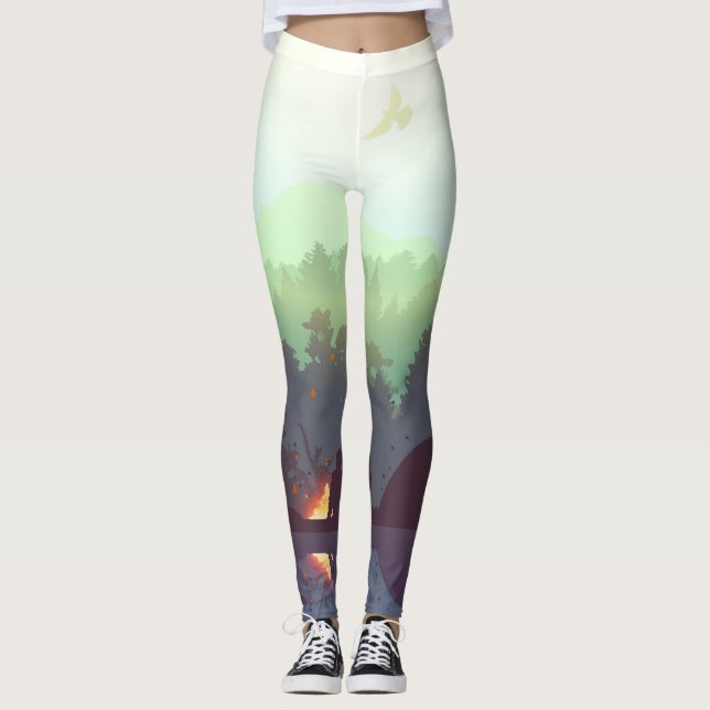 Leggings Ilustracion de montaña Camping Adventure Forest (Anverso)