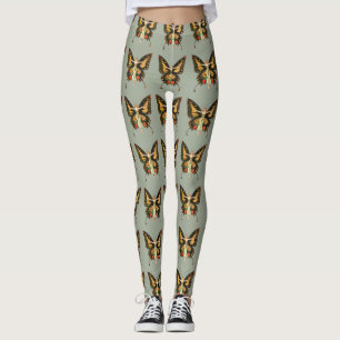 Leggings Ilustración de Mujer Volando Mariposa Flapper