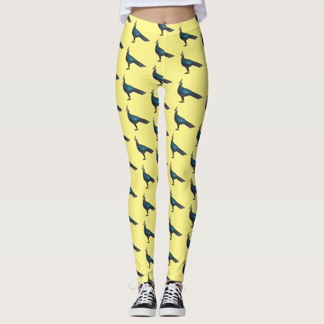 Leggings Ilustracion de pájaro faisán palawan personalizado (Anverso)