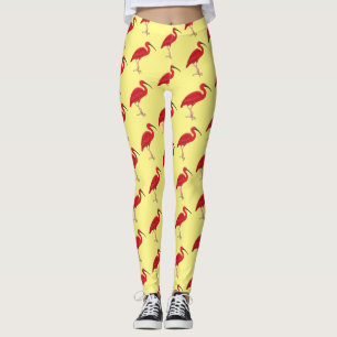 Leggings Ilustracion de pájaro ibis de escarlata personaliz