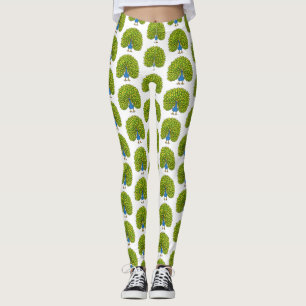 Leggings Ilustracion de pájaro pavo real