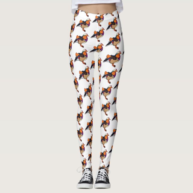 Leggings Ilustracion de pato de mandarina colorida (Anverso)
