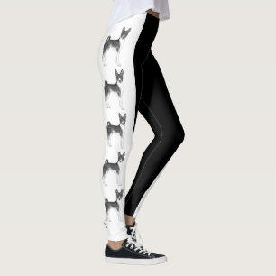 Leggings Ilustración de perro Basenji lindo en blanco y neg