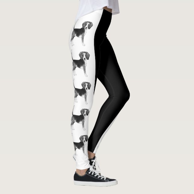 Leggings Ilustración de perro Beagle lindo en blanco y negr (Derecha)