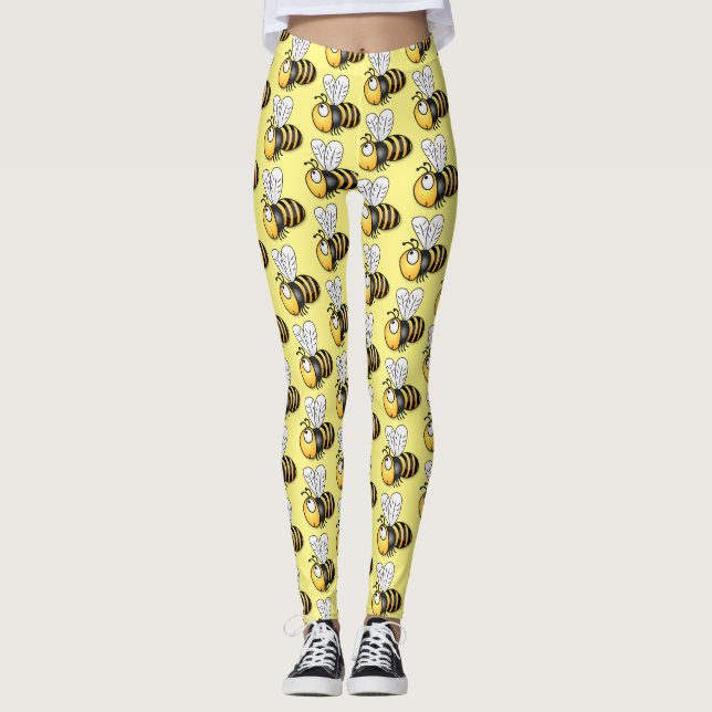 Leggings Ilustracion de personalizado de abejas alegres (Anverso)