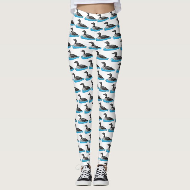 Leggings Ilustracion de personalizado de aves de Loon (Anverso)