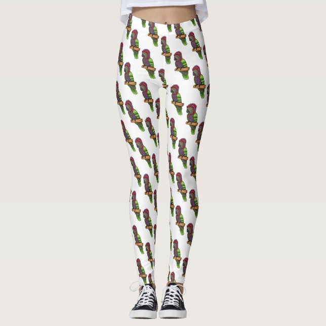 Leggings Ilustracion de personalizado de aves de loro con c (Anverso)