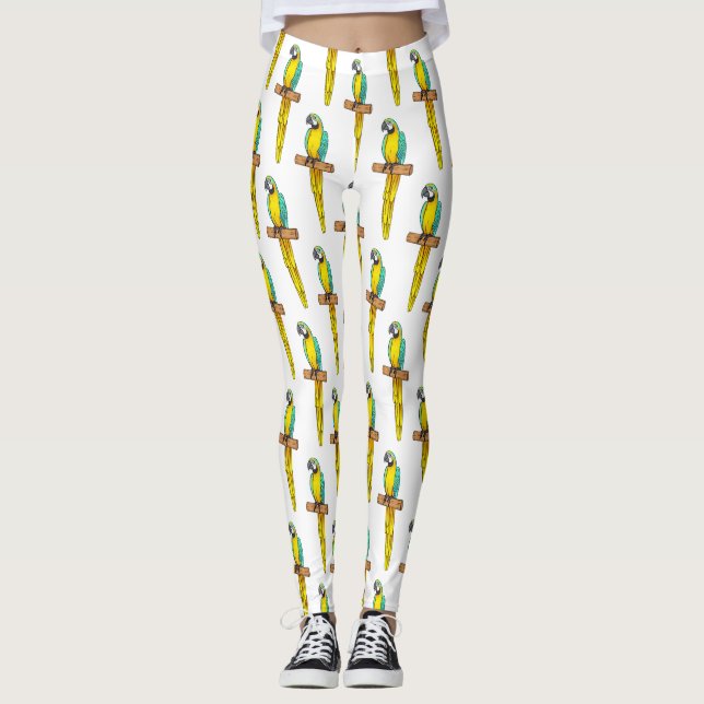 Leggings Ilustracion de personalizado de aves de macao azul (Anverso)