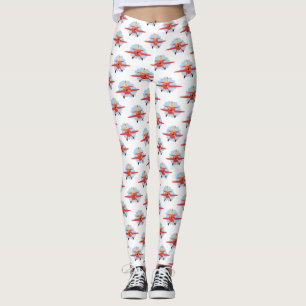 Leggings Ilustracion de personalizado de avión rojo que vue