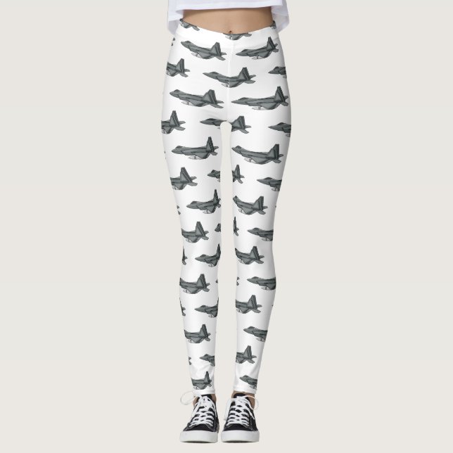 Leggings Ilustracion de personalizado de aviones de combate (Anverso)
