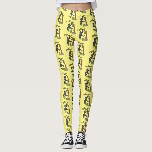 Leggings Ilustracion de personalizado de bebé gorila feliz (Anverso)