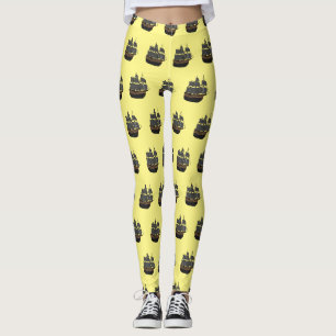 Leggings Ilustracion de personalizado de buques piratas