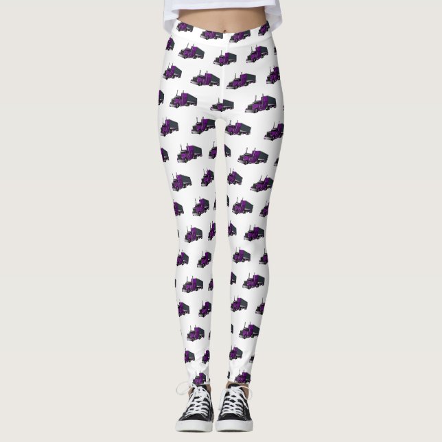 Leggings Ilustracion de personalizado de camiones semirremo (Anverso)