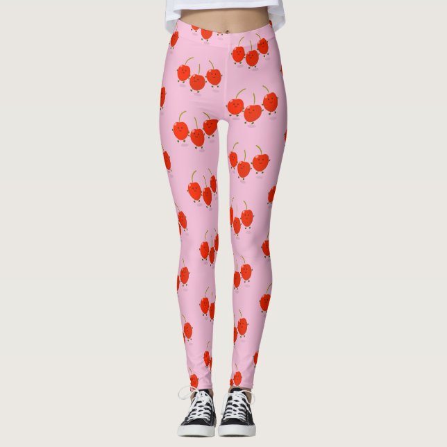Leggings Ilustracion de personalizado de cerezas rojas de s (Anverso)