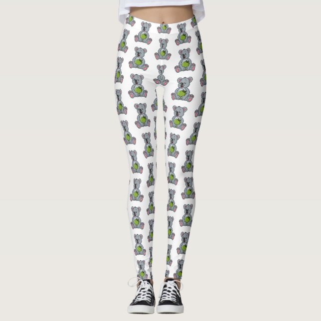 Leggings Ilustracion de personalizado de coco y koala cuta (Anverso)