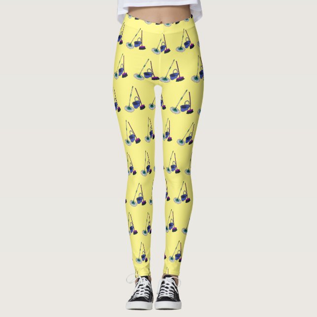 Leggings Ilustracion de personalizado de escobas y mopas (Anverso)