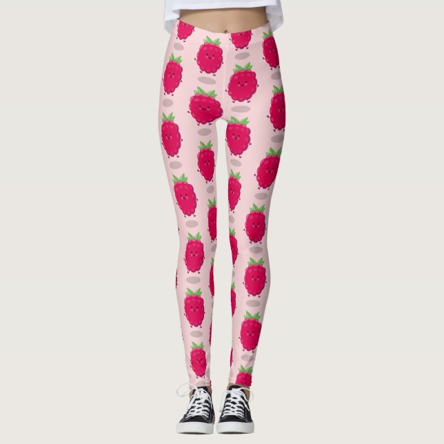 Leggings Ilustracion de personalizado de frambuesa alegre (Anverso)