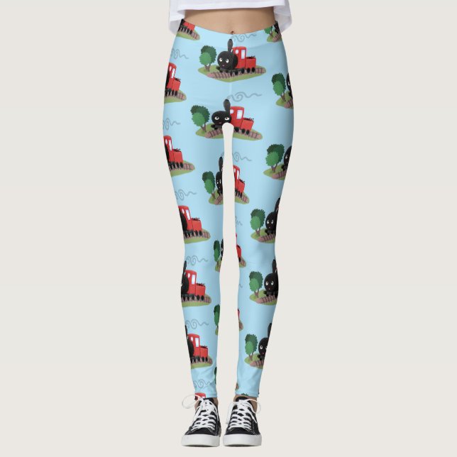 Leggings Ilustracion de personalizado de locomotora de trac (Anverso)