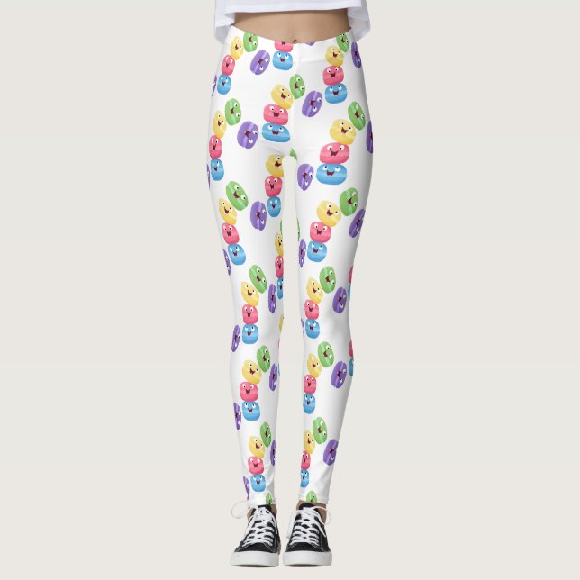 Leggings Ilustracion de personalizado de macarons graciosos (Anverso)