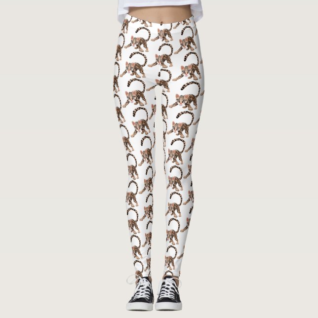 Leggings Ilustracion de personalizado de ocelot de Cute (Anverso)