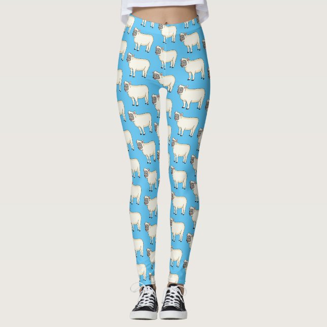 Leggings Ilustracion de personalizado de ovejas alegres (Anverso)