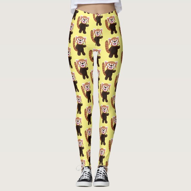Leggings Ilustracion de personalizado de panda rojo (Anverso)