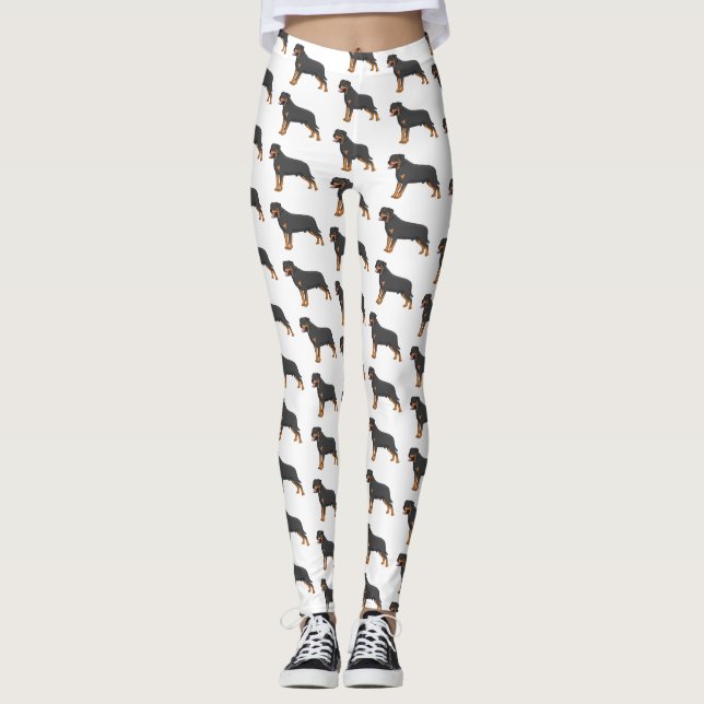 Leggings Ilustracion de personalizado de perro de Rottweile (Anverso)
