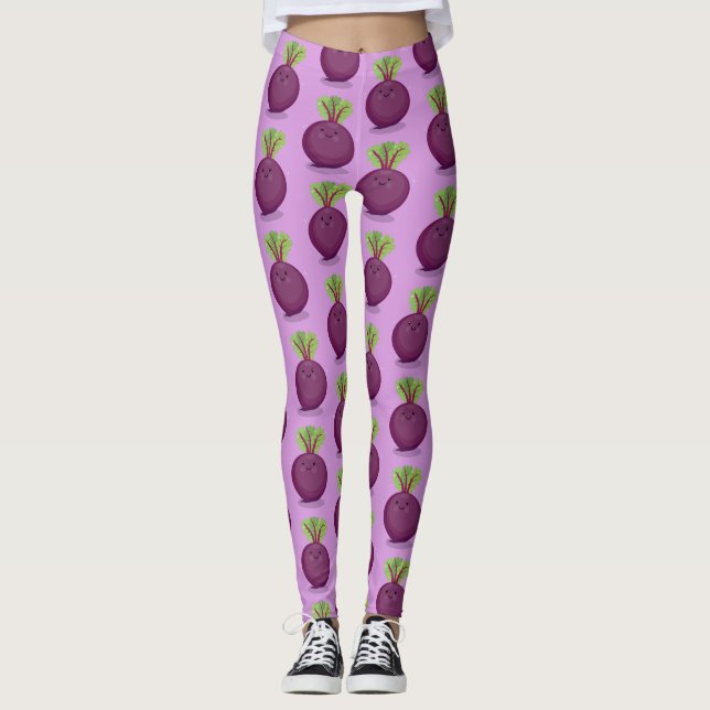 Leggings Ilustracion de personalizado de remolacha morada f (Anverso)