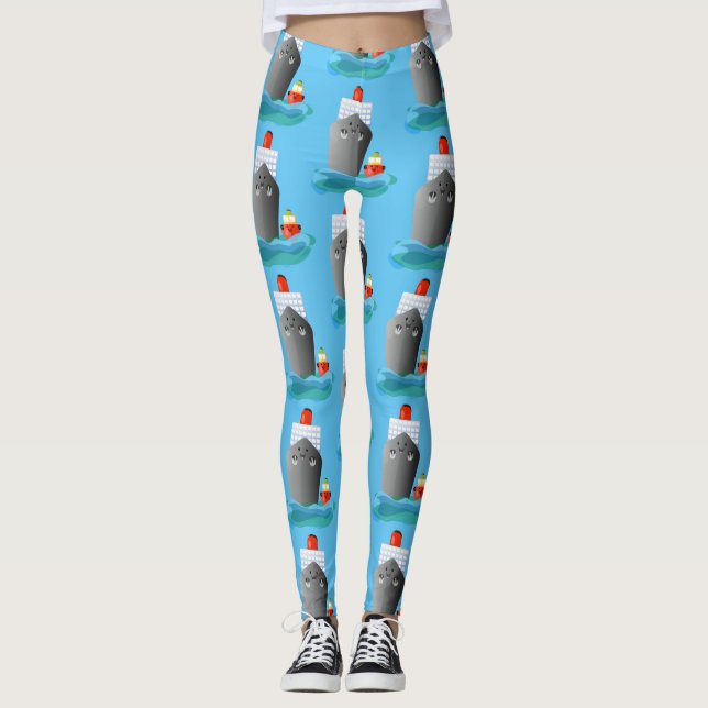 Leggings Ilustracion de personalizado de remolcador de barc (Anverso)