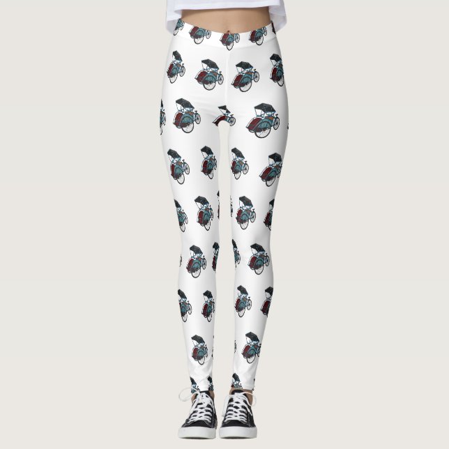 Leggings Ilustracion de personalizado de rickshaw en bicicl (Anverso)