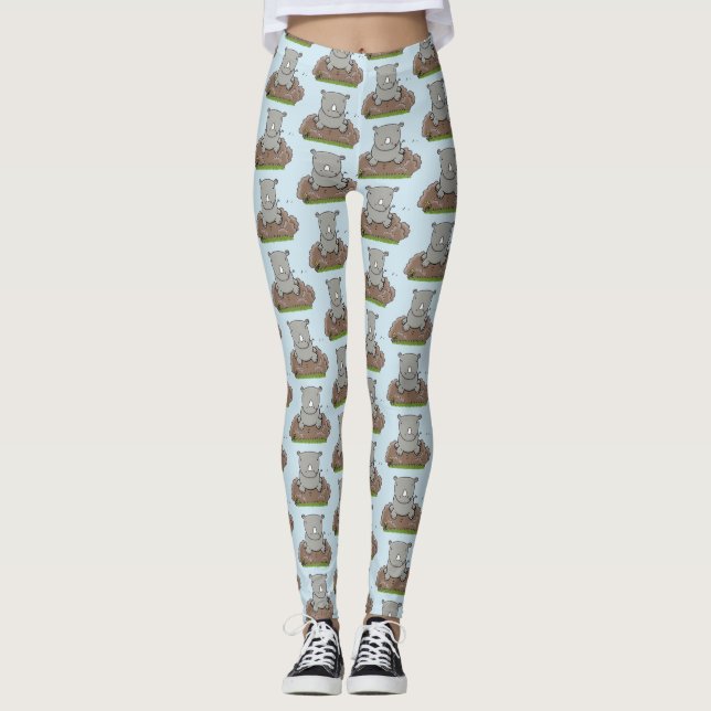 Leggings Ilustracion de personalizado de rinocerontes (Anverso)