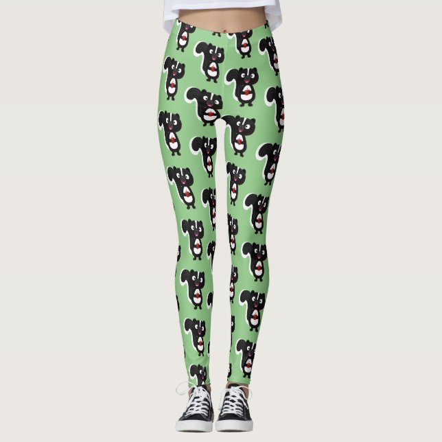 Leggings Ilustracion de personalizado de zorrillo alegre (Anverso)