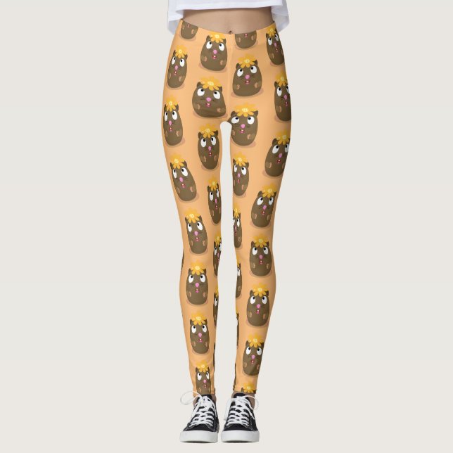 Leggings Ilustracion de personalizado feliz de conejillo de (Anverso)