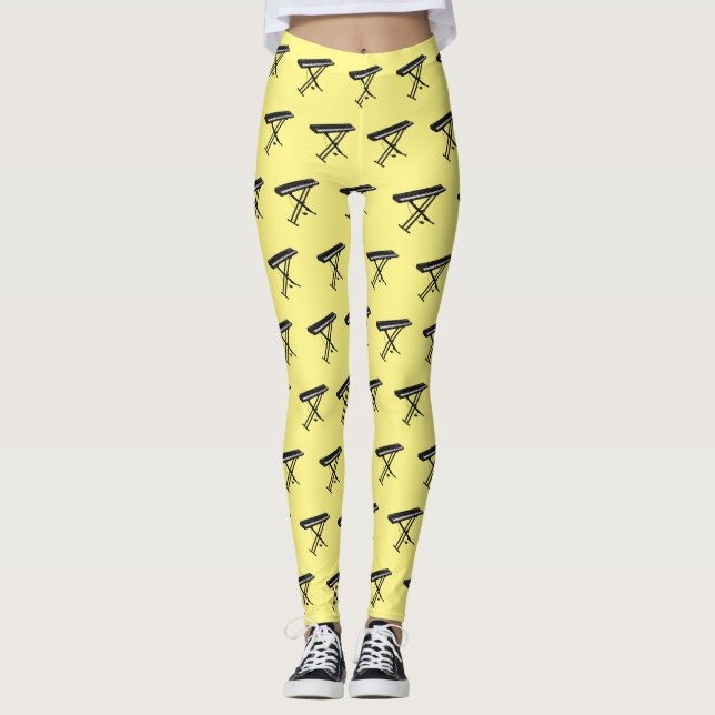 Leggings Ilustracion de piano personalizado de teclado (Anverso)