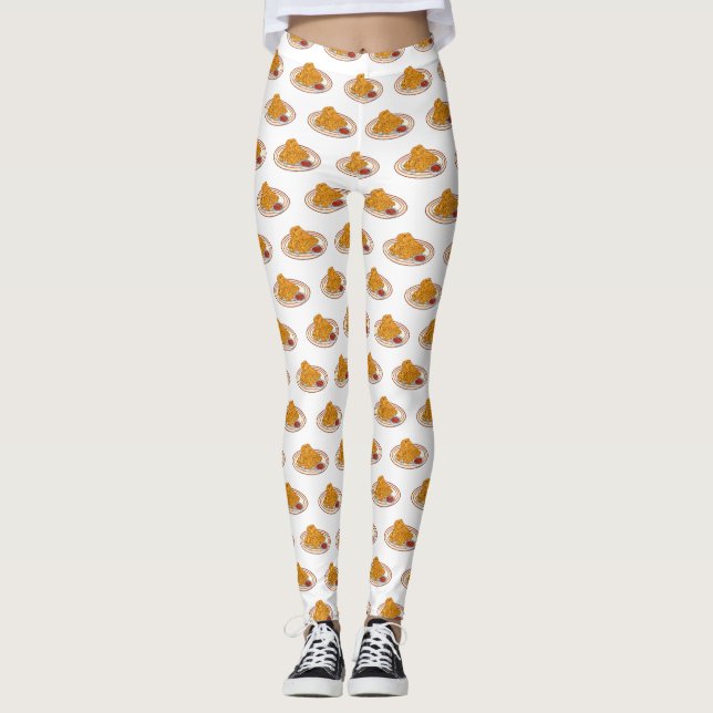 Leggings Ilustracion de pollo frito personalizado (Anverso)