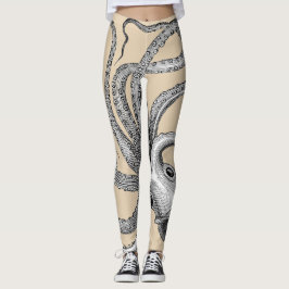 Leggings Ilustración de pulpo dibujo científico vintage