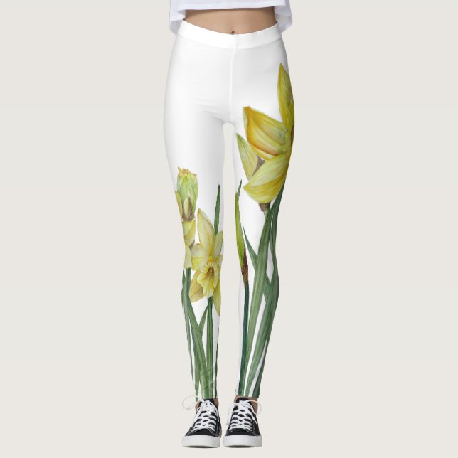Leggings Ilustracion de retrato de flores de color de agua (Anverso)
