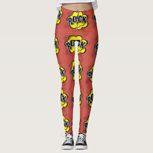 Leggings Ilustracion de rock de estilo cómico (Anverso)