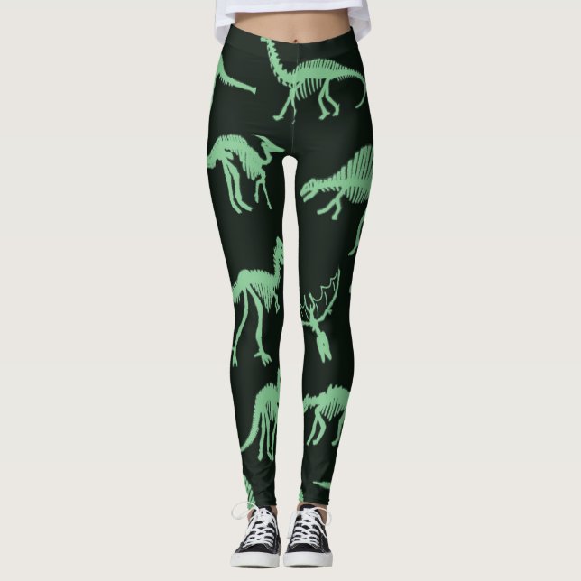 Leggings Ilustracion de Silhouette Vintage de Dinosaur Bone (Anverso)