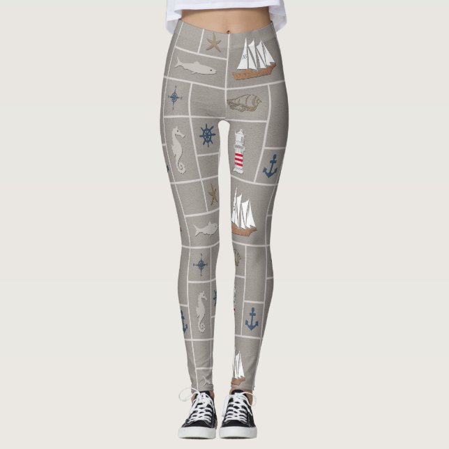 Leggings Ilustracion de temática náutica (Anverso)
