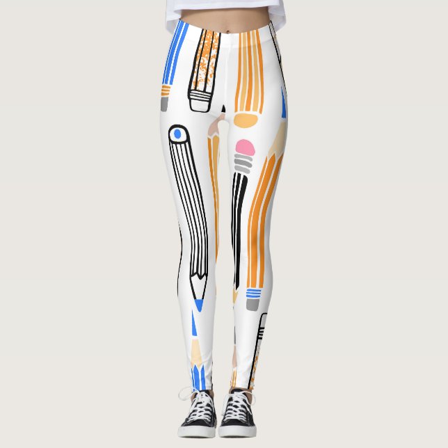 Leggings Ilustracion dibujado a mano de lápiz de escuela (Anverso)