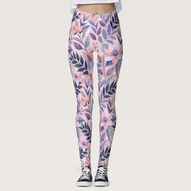 Leggings Ilustracion Floral Retro Lilac (Anverso)