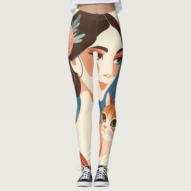 Leggings Ilustracion gráfico de Cat Lady (Anverso)