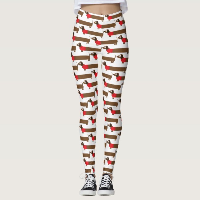 Leggings Ilustracion largo lindo del Dachshund (Anverso)