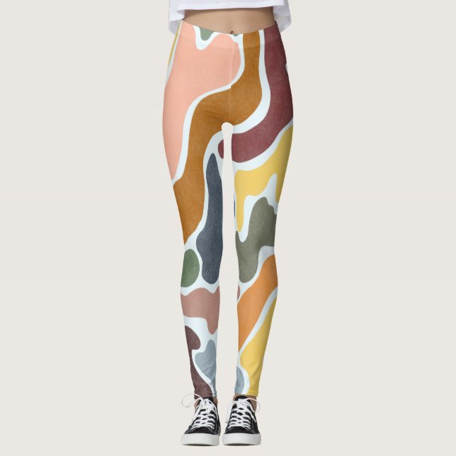 Leggings Ilustración moderna abstracta en tonos terrosos. (Anverso)