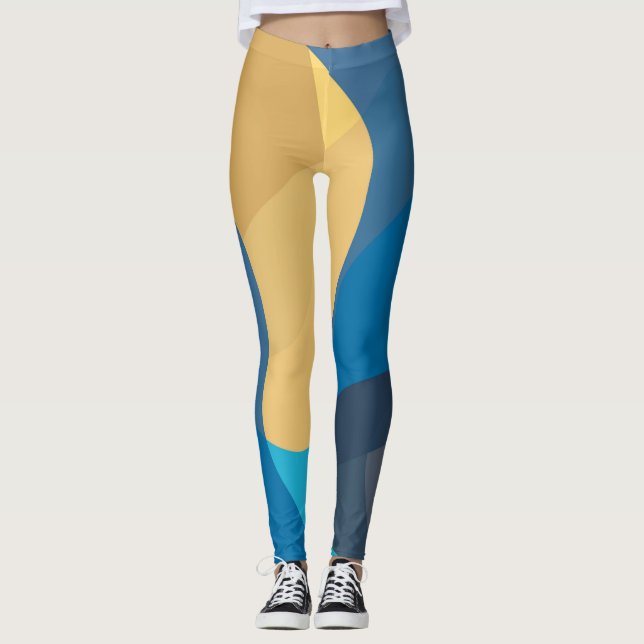 Leggings Ilustracion ondulado azul, amarillo, fresco y mode (Anverso)