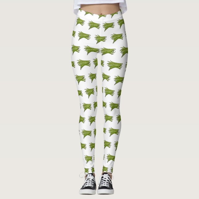 Leggings Ilustracion personalizado de frijol verde (Anverso)