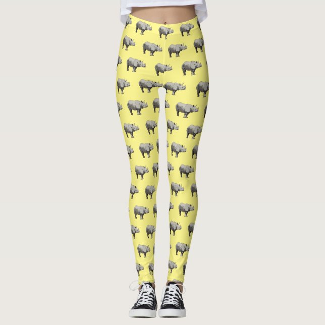 Leggings Ilustracion personalizado de Javan rhinoceros (Anverso)