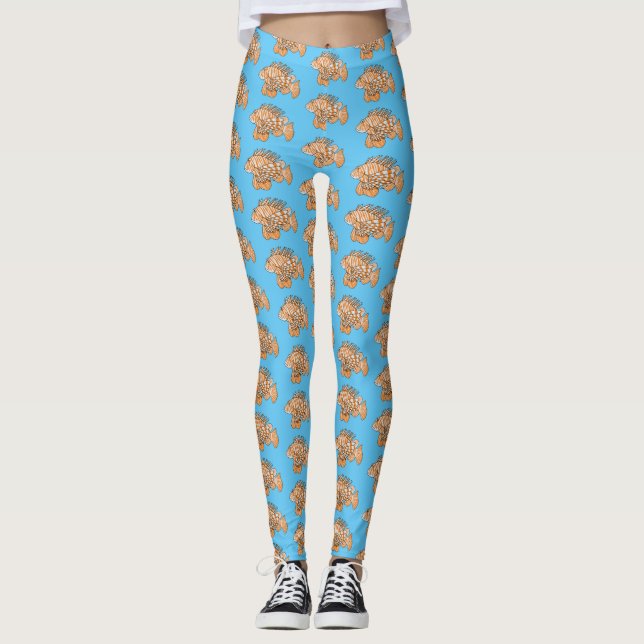 Leggings Ilustracion personalizado de leonfish feliz (Anverso)