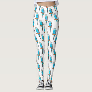 Leggings Ilustracion personalizado de pájaro budgerigar azu